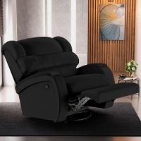 Poltrona Do Papai Sala De Cinema Reclinável Manchester Glider Manual Giratória Pu Preto - 3