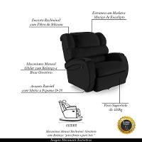 Poltrona Do Papai Sala De Cinema Reclinável Manchester Glider Manual Giratória Pu Preto - 6