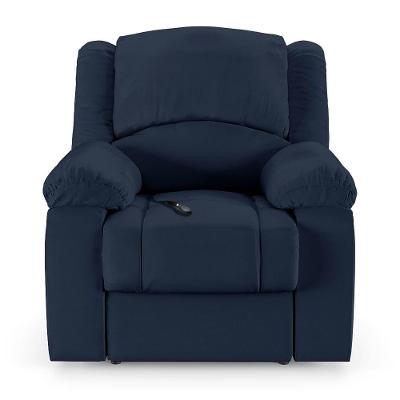 Poltrona Do Papai Reclinável Sala De Cinema Barcelona Controle Elétrico Pu Azul