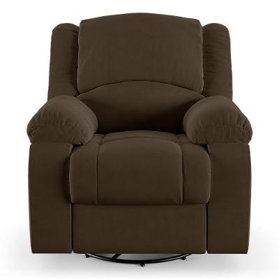 Poltrona Do Papai Reclinável Sala De Cinema Barcelona Glider Manual Giratória Veludo Marrom