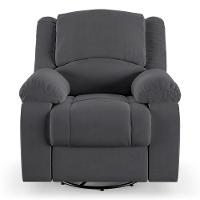 Poltrona Do Papai Reclinável Sala De Cinema Barcelona Glider Manual Giratória Veludo Cinza Grafite - 1