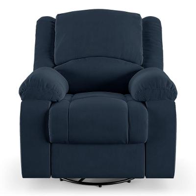 Poltrona Do Papai Reclinável Sala De Cinema Barcelona Glider Manual Giratória Veludo Azul