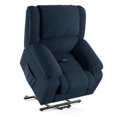 Poltrona Do Papai Reclinável Sala De Cinema Barcelona Elevação Lift Elétrico Veludo Azul