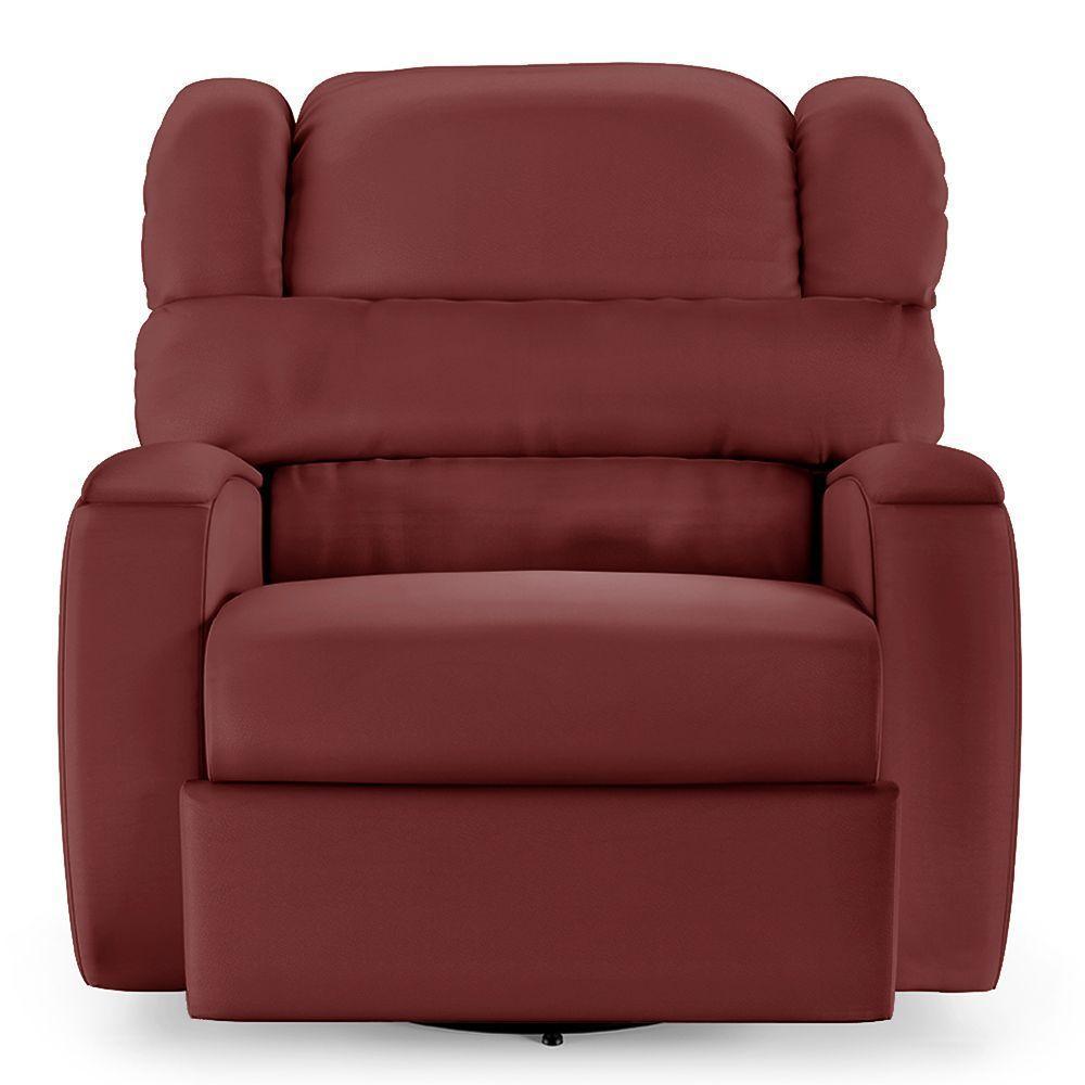 Poltrona Do Papai Sala De Cinema Reclinável Manchester Glider Manual Giratória Pu Vermelho - 1