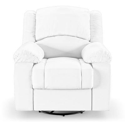 Poltrona Do Papai Reclinável Sala De Cinema Barcelona Glider Manual Giratória Pu Branco
