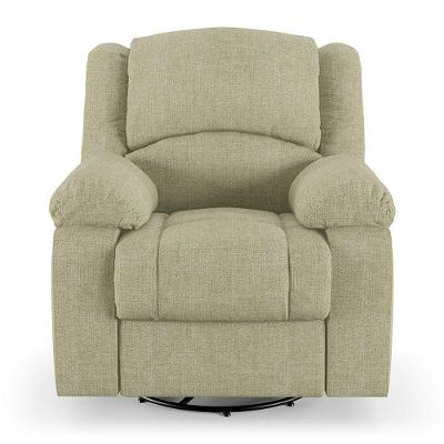 Poltrona Do Papai Reclinável Sala De Cinema Barcelona Glider Manual Giratória Usb Linho Bege