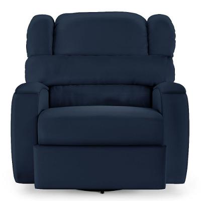 Poltrona Do Papai Sala De Cinema Reclinável Manchester Glider Manual Giratória Pu Azul