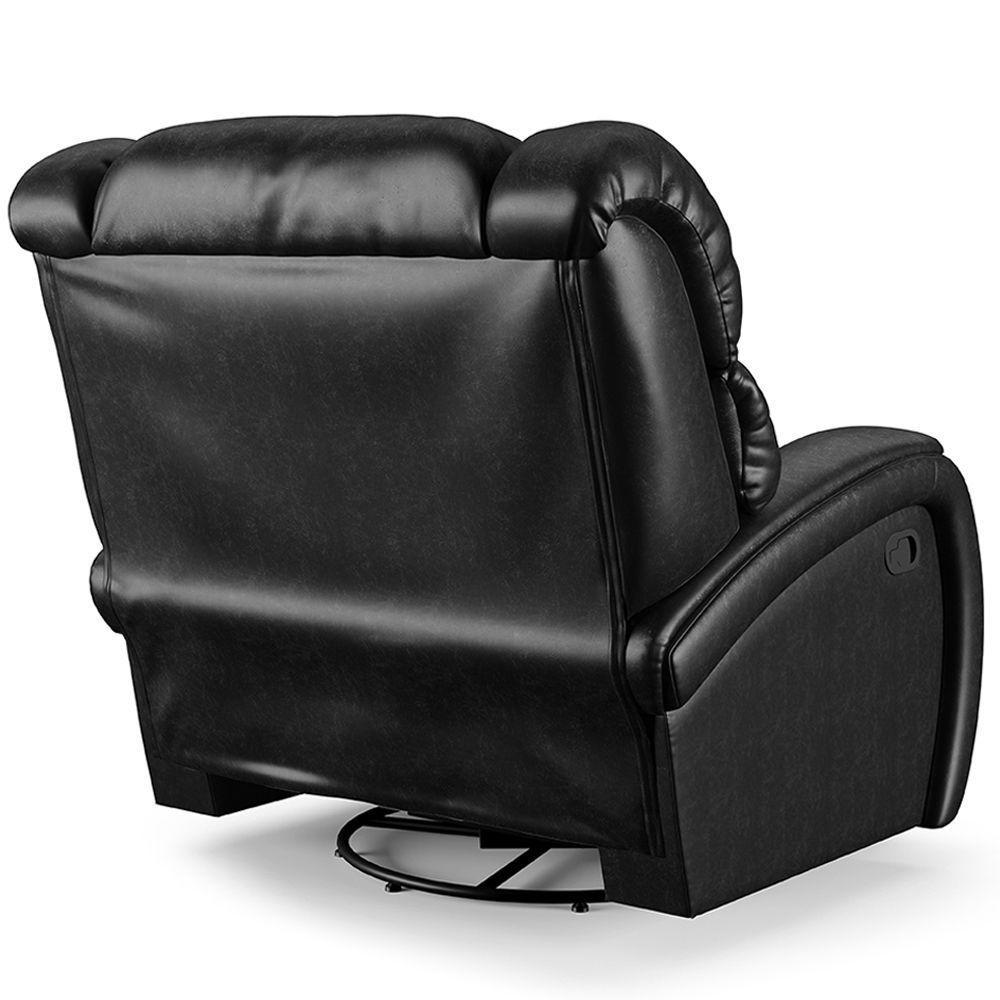 Poltrona Do Papai Sala De Cinema Reclinável Manchester Glider Manual Giratória Pu Preto Brilho - 8