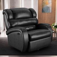 Poltrona Do Papai Sala De Cinema Reclinável Manchester Glider Manual Giratória Pu Preto Brilho - 7