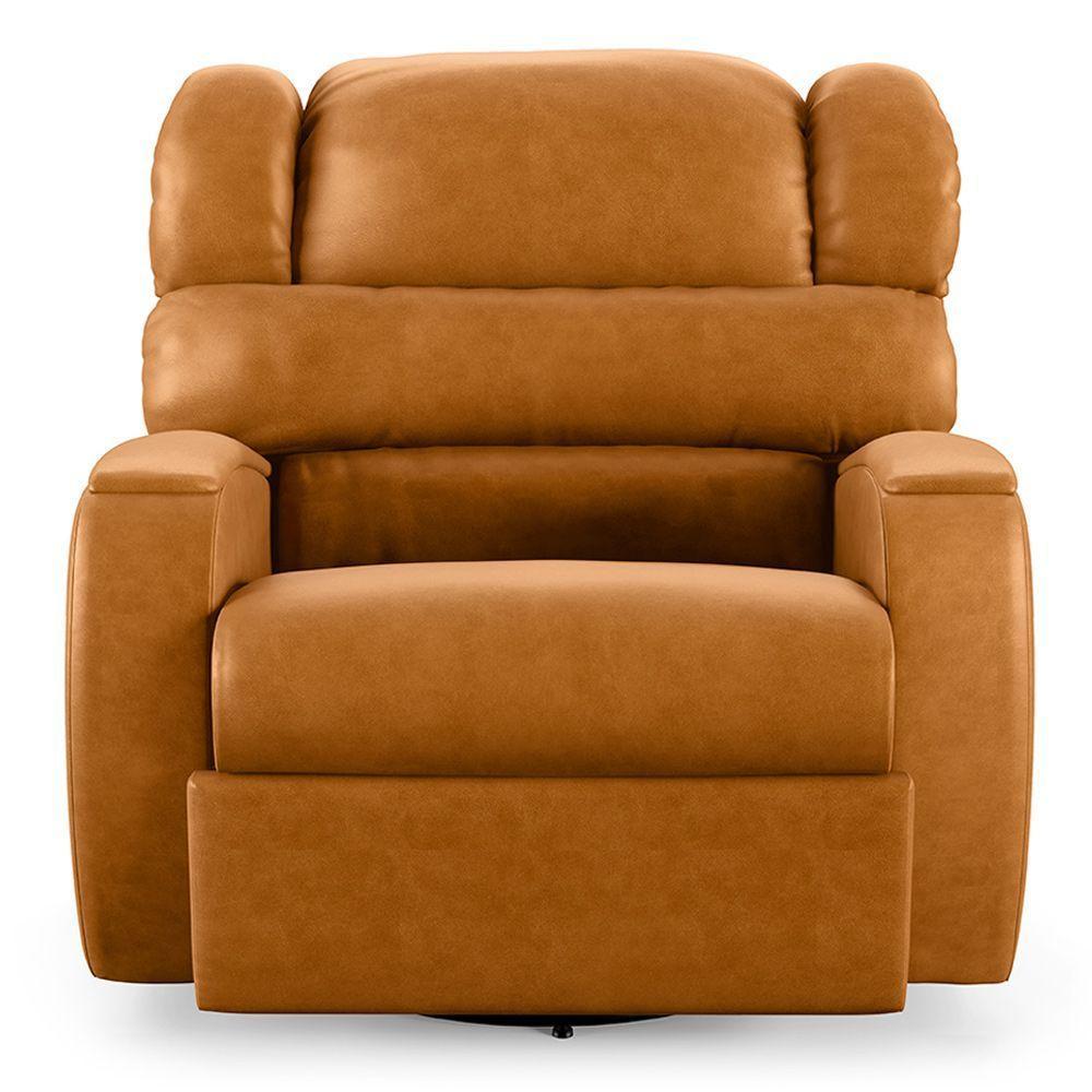 Poltrona Do Papai Sala De Cinema Reclinável Manchester Glider Manual Giratória Pu Whisky - 1
