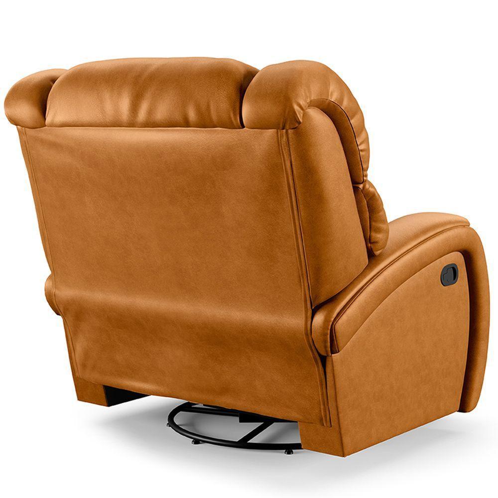 Poltrona Do Papai Sala De Cinema Reclinável Manchester Glider Manual Giratória Pu Whisky - 5