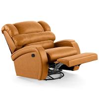 Poltrona Do Papai Sala De Cinema Reclinável Manchester Glider Manual Giratória Pu Whisky - 2