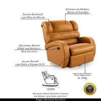 Poltrona Do Papai Sala De Cinema Reclinável Manchester Glider Manual Giratória Pu Whisky - 8