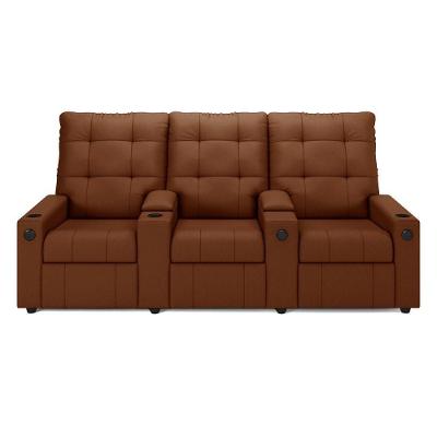 Poltrona Do Papai Reclinável Sala De Cinema Barcelona Glider Manual Giratória Usb Pu Caramelo