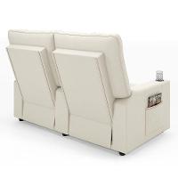 Poltrona Do Papai Reclinável Sala De Cinema 2 Lugares Manual Baú Usb Veludo Bege - 5