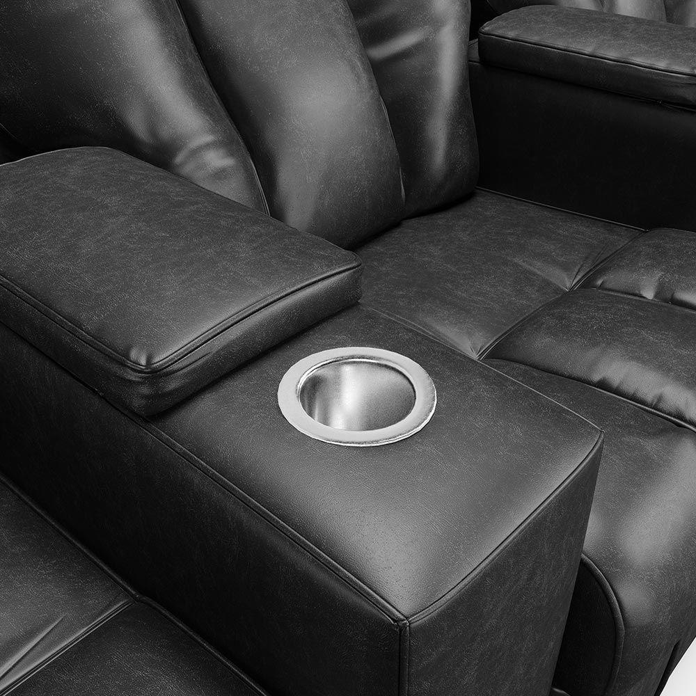 Poltrona Do Papai Reclinável 3 Lugares Sala De Cinema Arsenal Manual Pu Preto - 2