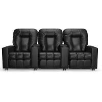 Poltrona Do Papai Reclinável 3 Lugares Sala De Cinema Arsenal Manual Pu Preto - 1