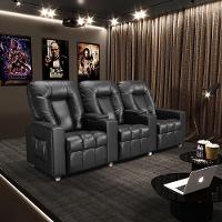 Poltrona Do Papai Reclinável 3 Lugares Sala De Cinema Arsenal Manual Pu Preto - 7