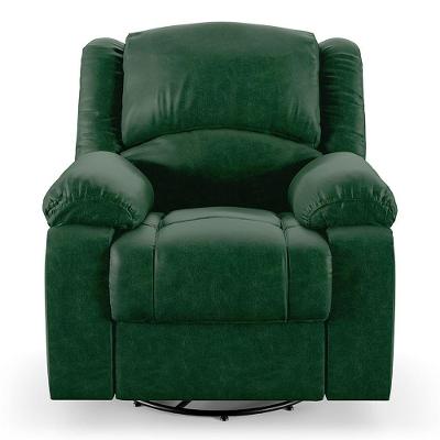 Poltrona Do Papai Reclinável Sala De Cinema Barcelona Glider Manual Giratória Pu Verde Musgo