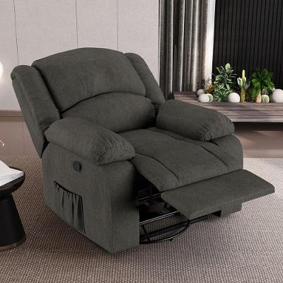 Poltrona Do Papai Reclinável Sala De Cinema Barcelona Glider Manual Giratória Massagem Linho Chumbo