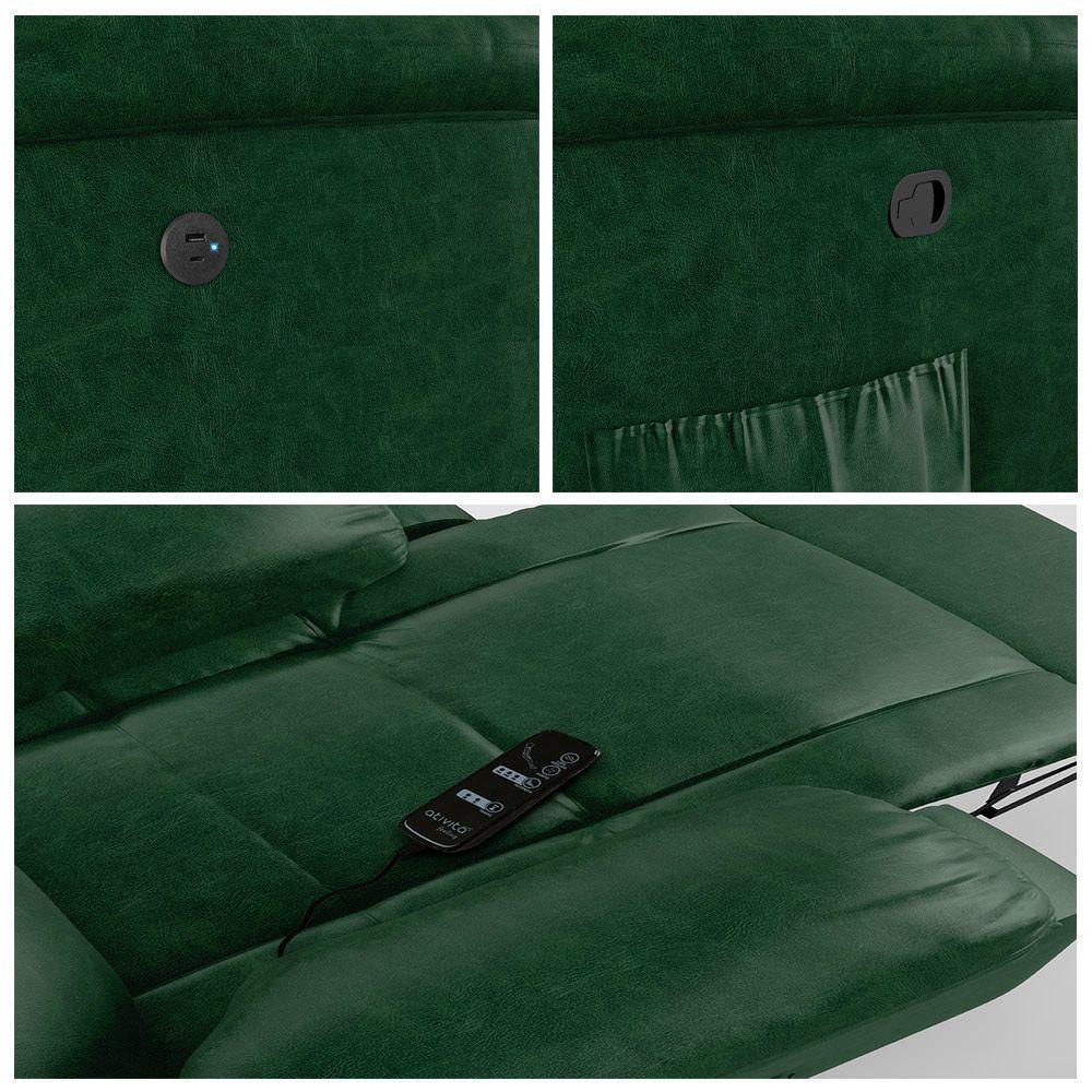 Poltrona Do Papai Reclinável Sala De Cinema Barcelona Glider Giratória Massagem Verde Musgo - 2