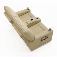 Poltrona Do Papai Reclinável Sala De Cinema 2 Lugares Manual Baú Usb Pu Bege - 3