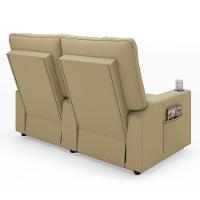 Poltrona Do Papai Reclinável Sala De Cinema 2 Lugares Manual Baú Usb Pu Bege - 5