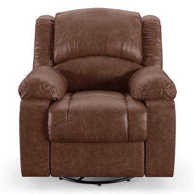 Poltrona Do Papai Reclinável Sala De Cinema Barcelona Glider Manual Giratória Usb Pu Marrom Brilho