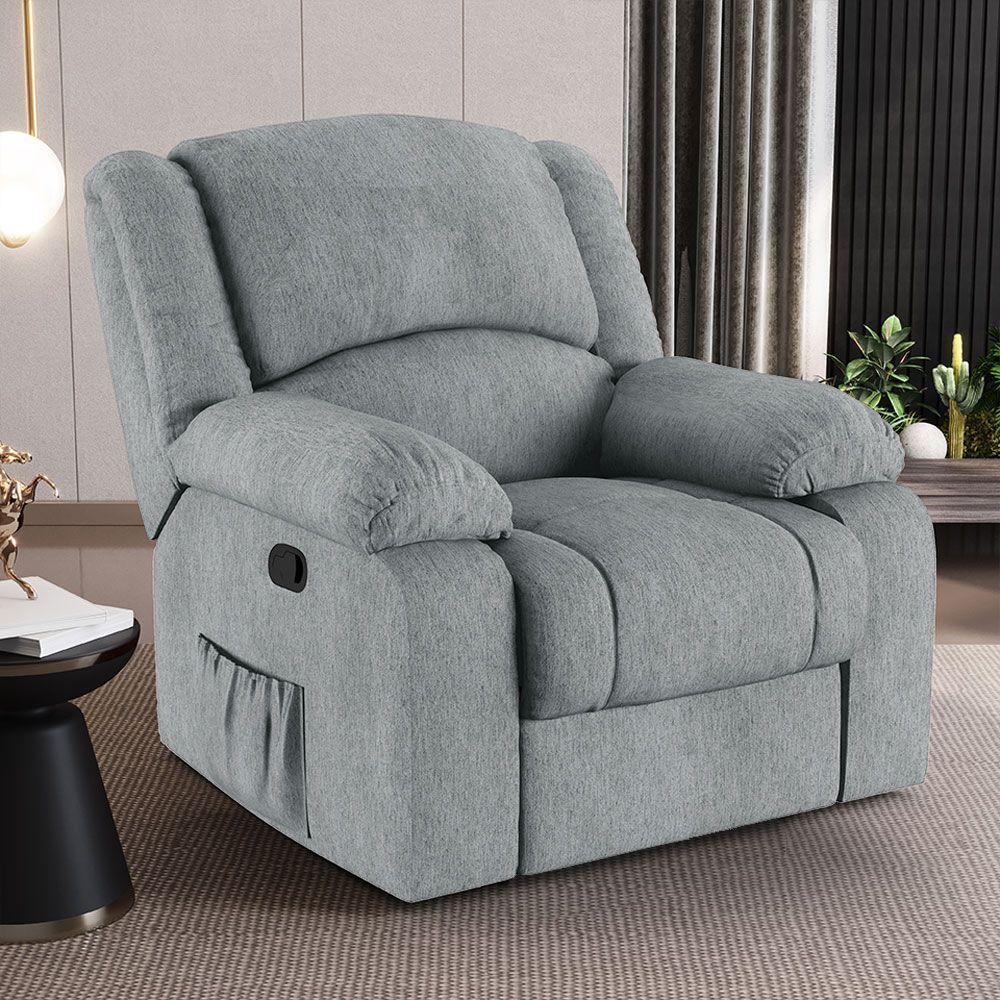 Poltrona Do Papai Reclinável Sala De Cinema Barcelona Manual Linho Cinza - 3