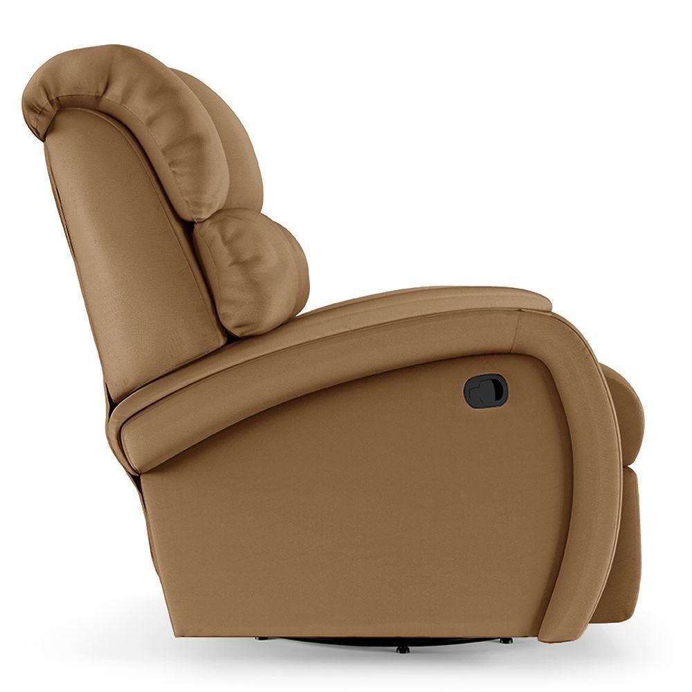 Poltrona Do Papai Sala De Cinema Reclinável Manchester Glider Manual Giratória Pu Caramelo - 5