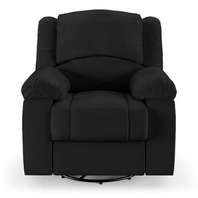 Poltrona Do Papai Reclinável Sala De Cinema Barcelona Glider Manual Giratória Usb Pu Preto