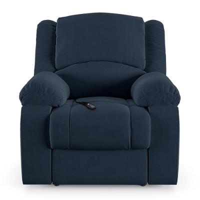 Poltrona Do Papai Reclinável Sala De Cinema Barcelona Controle Elétrico Usb Veludo Azul