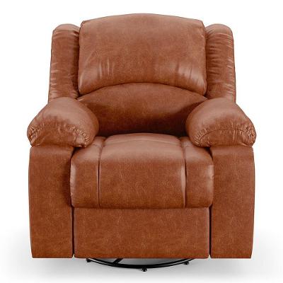 Poltrona Do Papai Reclinável Sala De Cinema Barcelona Glider Manual Giratória Usb Pu Caramelo Brilho