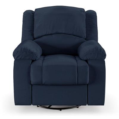 Poltrona Do Papai Reclinável Sala De Cinema Barcelona Glider Manual Giratória Usb Pu Azul