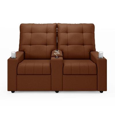 Poltrona Do Papai Reclinável Sala De Cinema 2 Lugares Manual Baú Usb Veludo Terracota