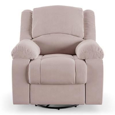 Poltrona Do Papai Reclinável Sala De Cinema Barcelona Glider Manual Giratória Usb Veludo Rosê