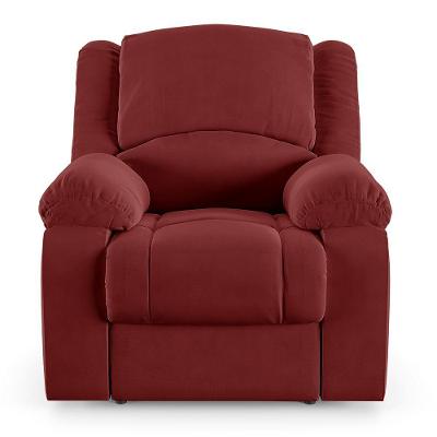 Poltrona Do Papai Reclinável Sala De Cinema Barcelona Elétrica Touch Massagem Usb Veludo Vermelho