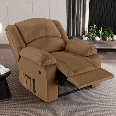 Poltrona Do Papai Reclinável Sala De Cinema Barcelona Elétrica Massagem Usb Pu Caramelo