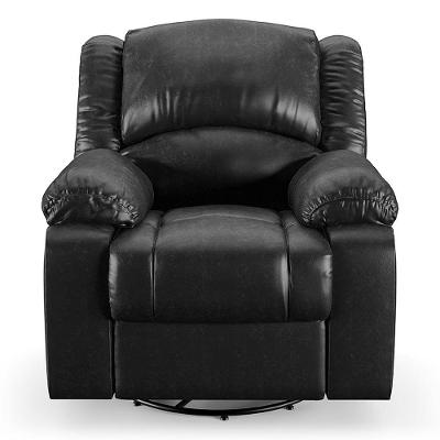 Poltrona Do Papai Reclinável Sala De Cinema Barcelona Glider Giratória Massagem Usb Pu Preto Brilho