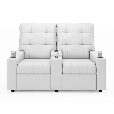 Poltrona Do Papai Reclinável Sala De Cinema 2 Lugares Manual Baú Usb Pu Branco