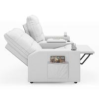 Poltrona Do Papai Reclinável Sala De Cinema 2 Lugares Manual Baú Usb Pu Branco - 2