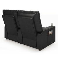 Poltrona Do Papai Reclinável Sala De Cinema 2 Lugares Manual Baú Usb Pu Preto Brilho - 2