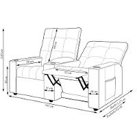 Poltrona Do Papai Reclinável Sala De Cinema 2 Lugares Manual Baú Usb Pu Preto Brilho - 7