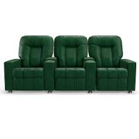 Poltrona Do Papai Reclinável 3 Lugares Sala De Cinema Arsenal Manual Pu Verde - 1