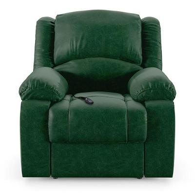 Poltrona Do Papai Reclinável Sala De Cinema Barcelona Controle Elétrico Pu Verde Musgo