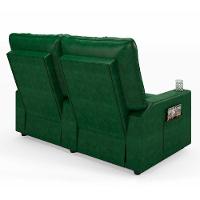 Poltrona Do Papai Reclinável Sala De Cinema 2 Lugares Manual Baú Usb Pu Verde Musgo - 3