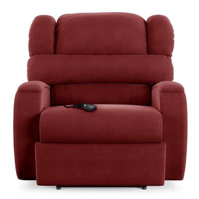 Poltrona Do Papai Sala De Cinema Reclinável Manchester Controle Elétrico Usb Veludo Vermelho