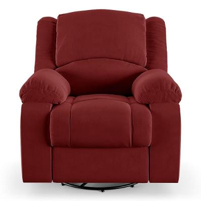 Poltrona Do Papai Reclinável Sala De Cinema Barcelona Glider Manual Giratória Veludo Vermelho