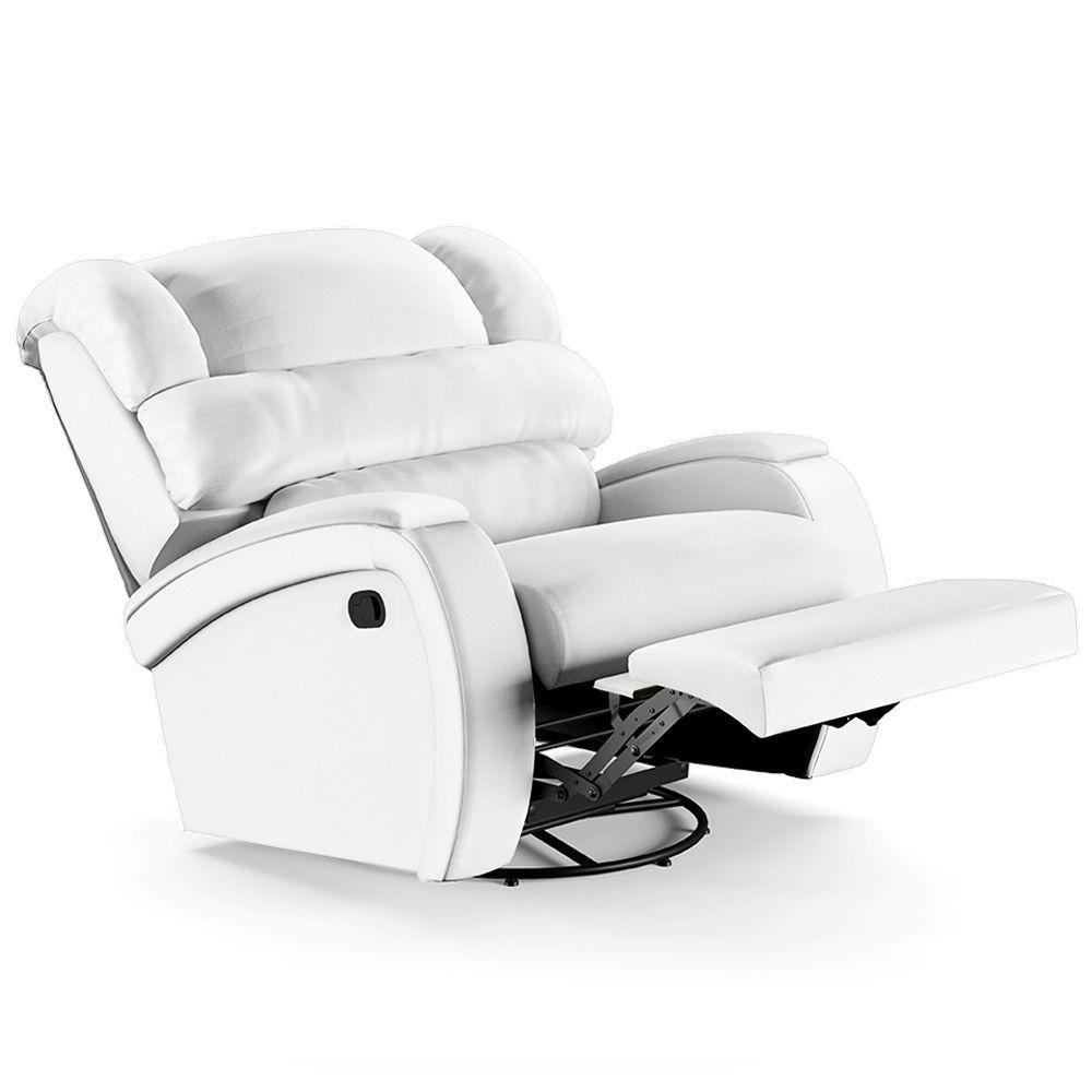Poltrona Do Papai Sala De Cinema Reclinável Manchester Glider Manual Giratória Pu Branco - 5