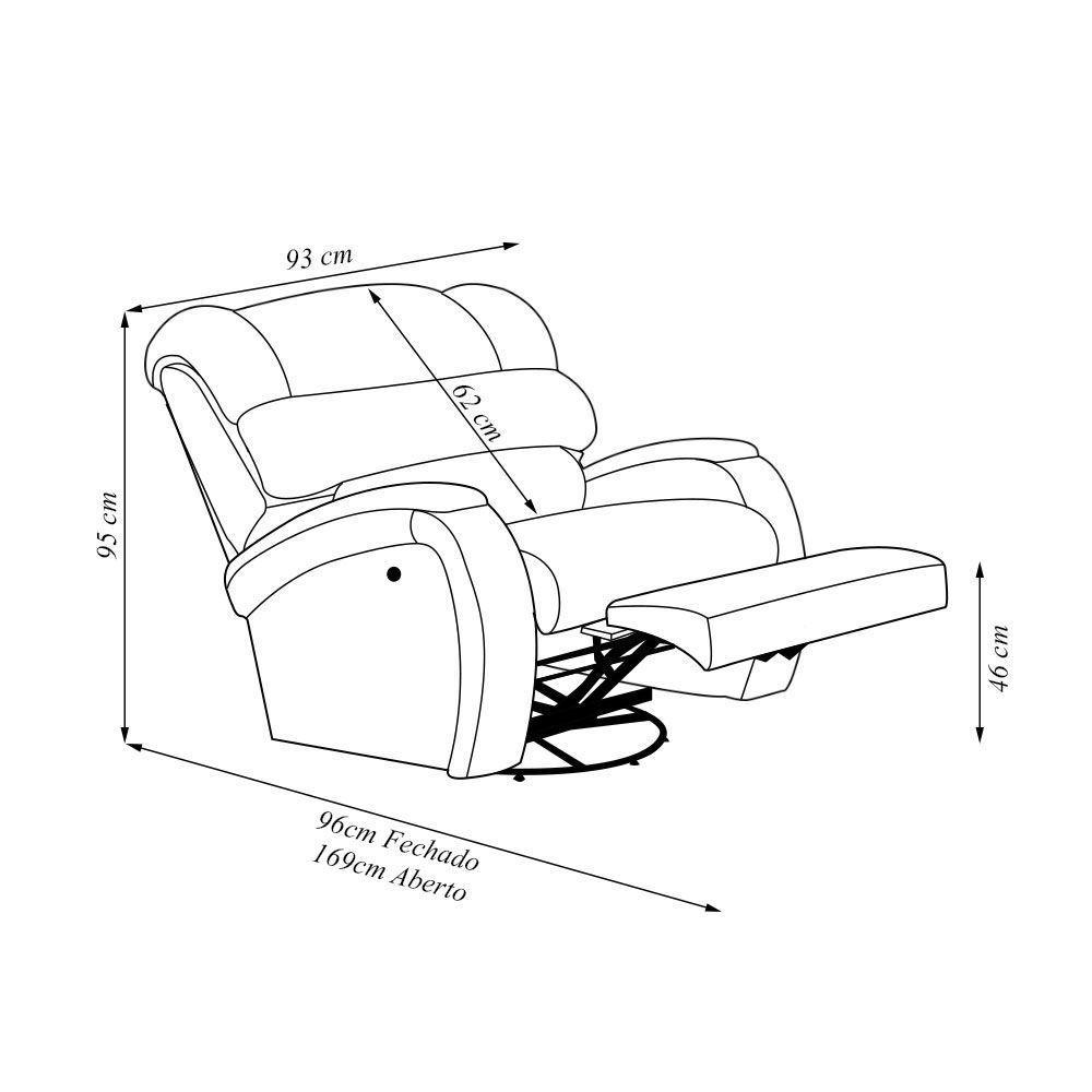 Poltrona Do Papai Sala De Cinema Reclinável Manchester Glider Manual Giratória Pu Branco - 6